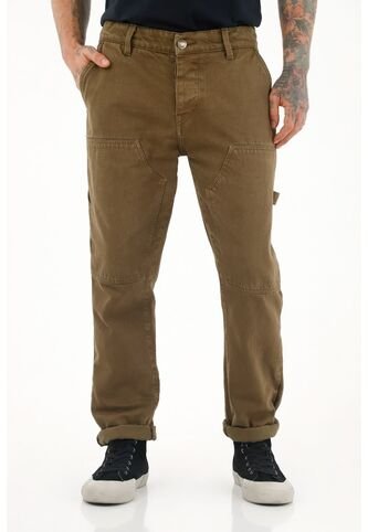 Pantalón Recto Café Con Parches Para Hombre Tennis