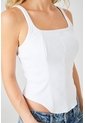 Tennis Top Ajustada Con Bajo En Pico Blanco Para Mujer de Tennis
