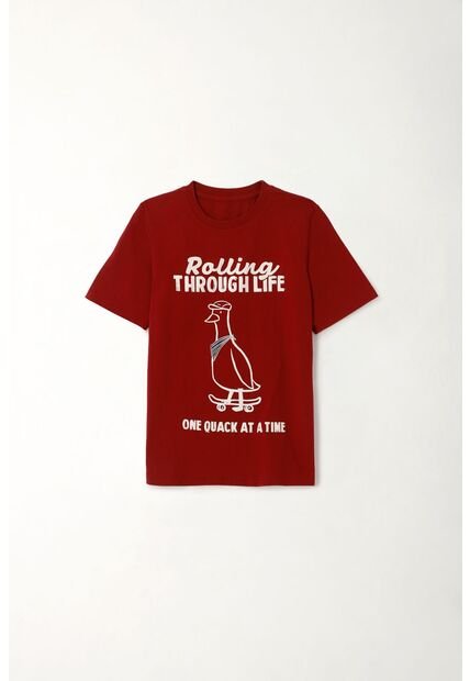 Camiseta Con Estampado Roja Para Niño