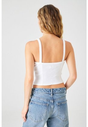 Tennis Top Ajustada Con Bajo En Pico Blanco Para Mujer