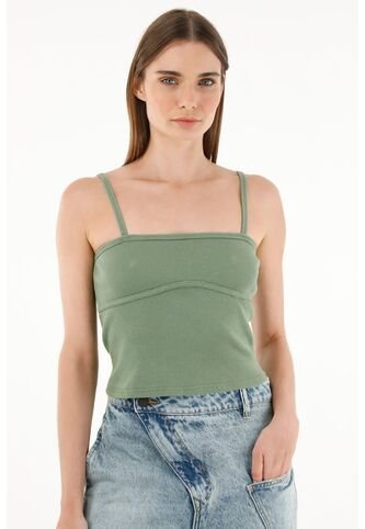 Camiseta Verde Ajustada Para Mujer Tennis