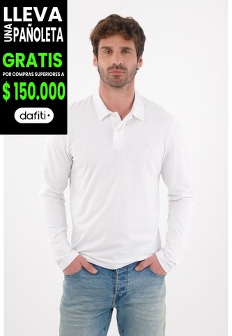 Tennis Polo Manga Larga Blanca Para Hombre Tennis