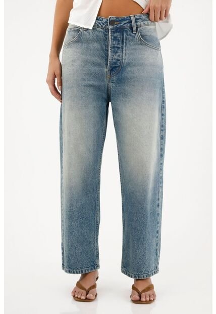Tennis Jean Recto Crop De Tono Medio Para Mujer
