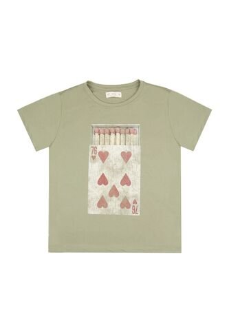 Camiseta Verde Con Estampado De Corazones Para Mujer Tennis