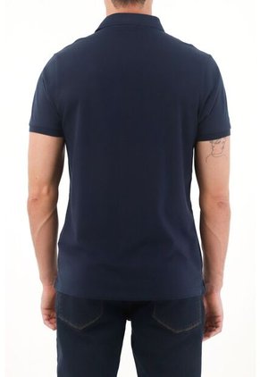 Tennis Polo Azul Cuello Tejido Para Hombre