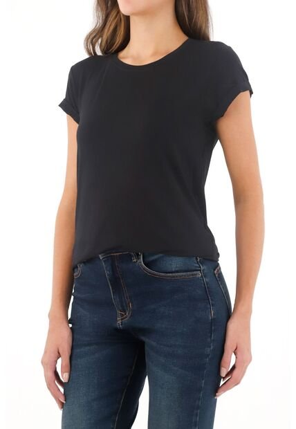 Tennis Camiseta Cuello Redondo Negra Para Mujer