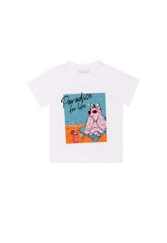 Camiseta Estampada Blanca Para Niña Tennis