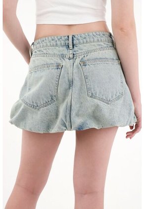 Tennis Falda Corta En Denim Tipo Globo Azul Para Mujer