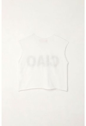 Camiseta Manga Sisa Con Estampado Blanca Para Niña