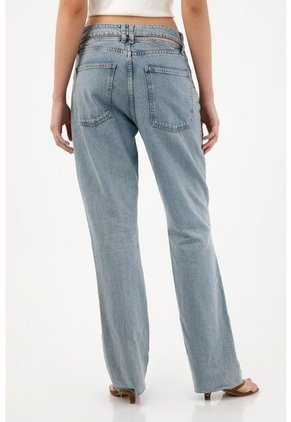 Tennis Jean Recto De Tiro Alto Con Diseño Cut Out Para Mujer