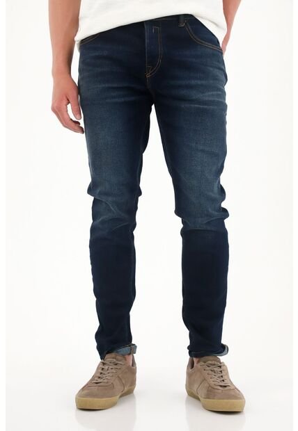 Tennis Jean Súper Skinny Cinco Bolsillos Azul Para Hombre
