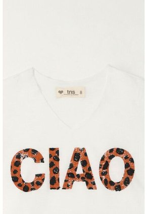 Camiseta Manga Sisa Con Estampado Blanca Para Niña