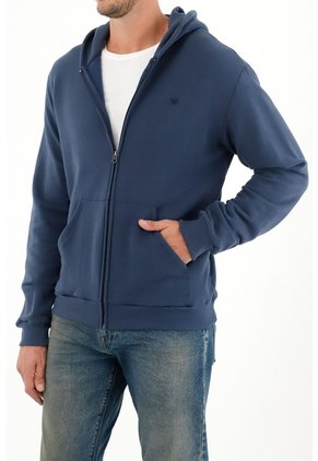 Tennis Buzo Regular Con Capucha Sin Cordones En Algodón Azul Marino Para Hombre