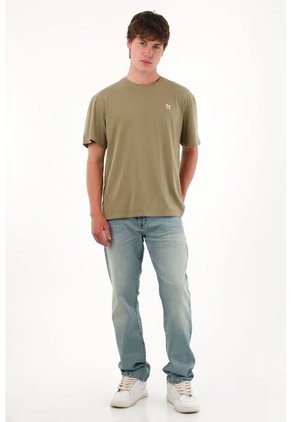 Tennis Jean Recto Con Desgaste Azul Claro Para Hombre