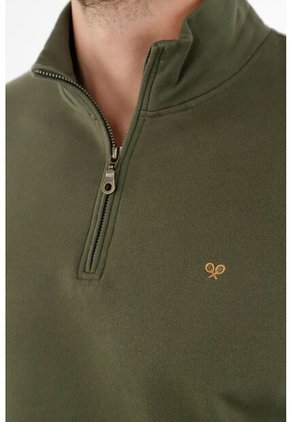 Buzo Verde De Cuello Con Cierre Para Hombre