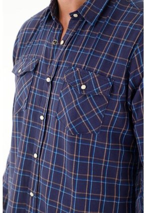 Tennis Camisa A Cuadros Cuello Clásico Azul Para Hombre