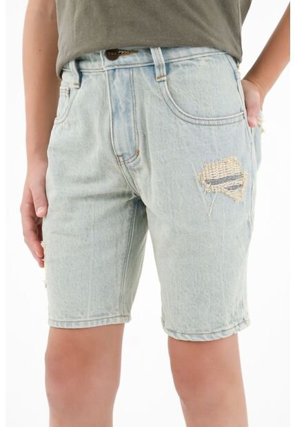 Bermuda En Denim Con Rotos Para Niño