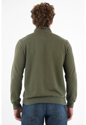 Buzo Verde De Cuello Con Cierre Para Hombre