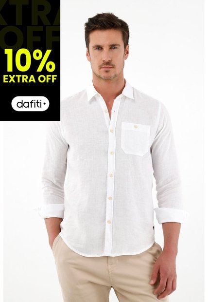 Tennis Camisa Blanca En Lino Para Hombre