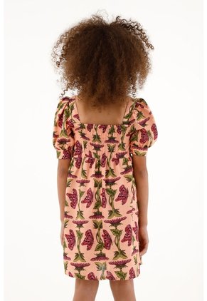 Vestido Corto Con Estampado De Mariposas Para Niña