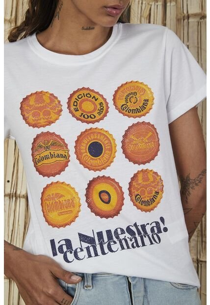 Camiseta Blanca Estampada Para Mujer