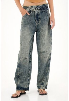 Tennis Jean Horseshoe De Tiro Bajo Con Jota Asimétrica Para Mujer