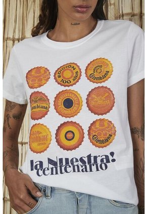 Camiseta Blanca Estampada Para Mujer