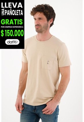 Tennis Camiseta Básica Con Bolsillo Y Estampado Café Para Hombre