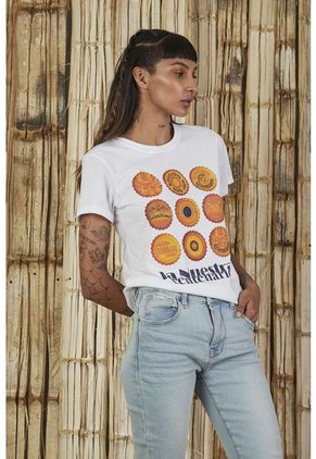 Camiseta Blanca Estampada Para Mujer