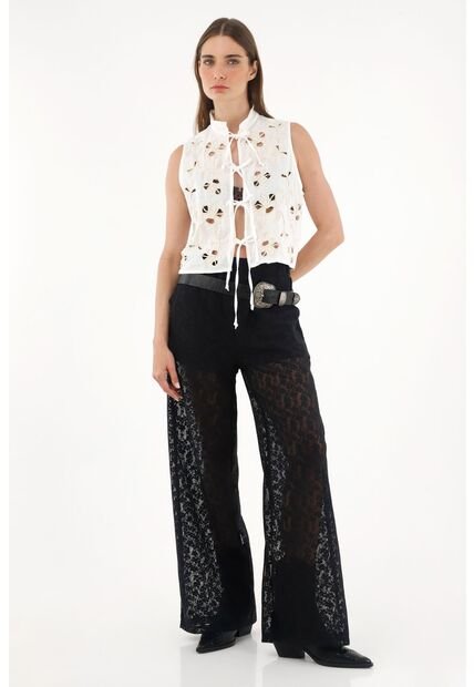 Tennis Chaleco De Tiras Y Bordados Para Mujer