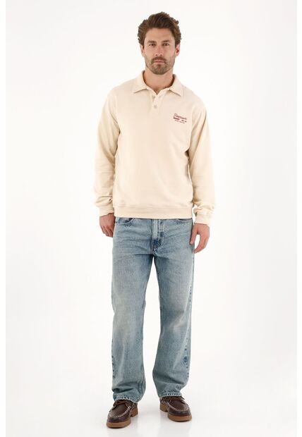 Tennis Buzo Tipo Polo Con Mini Estampado Crudo Para Hombre