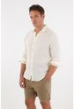 Tennis Camisa En 100% Lino Manga Larga Crudo Con Detalle Fruncido Para Hombre de Tennis