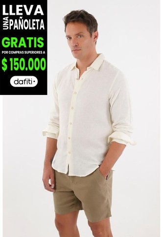 Tennis Camisa En 100% Lino Manga Larga Crudo Con Detalle Fruncido Para Hombre Tennis