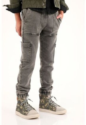 Jean Estilo Jogger Con Pretina Elástica Negro Para Niño