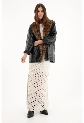 Chaqueta Parka En Sintético Negro Para Mujer