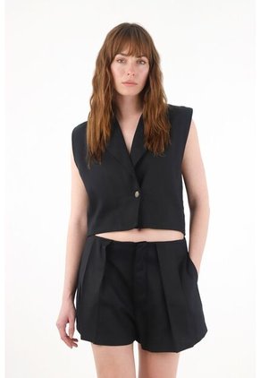 Tennis Short Tiro Alto Con Tablas Negro Para Mujer