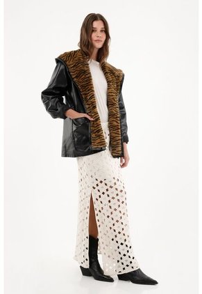 Chaqueta Parka En Sintético Negro Para Mujer