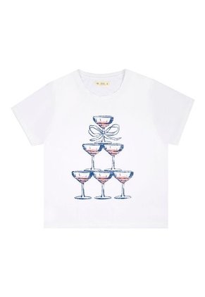 Tennis Camiseta Blanca Manga Corta Con Estampado Para Mujer