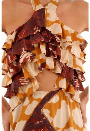 Vestido Largo Estampado Cuello Halter Para Mujer