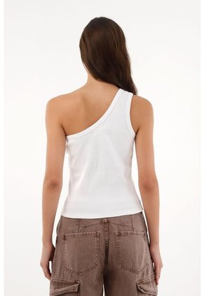 Tennis Camiseta De Un Solo Hombro Blanca Para Mujer