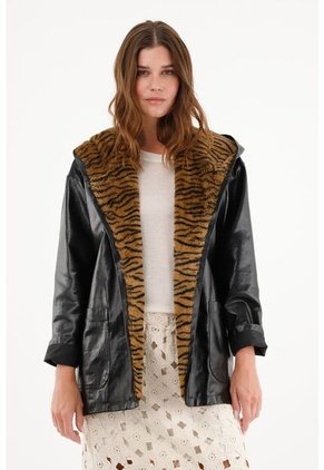 Chaqueta Parka En Sintético Negro Para Mujer