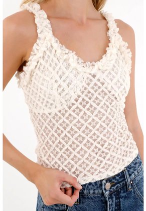 Tennis Camisa Manga Sisa Con Detalle De Ruche Crudo Para Mujer
