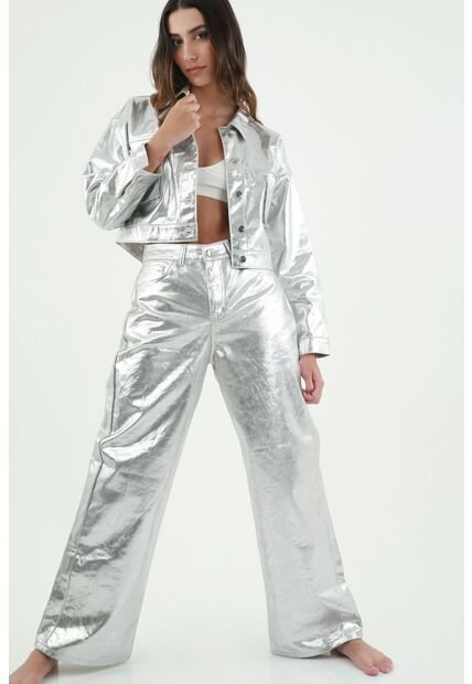 Tennis Pantalón Oversize Plateado Para Mujer