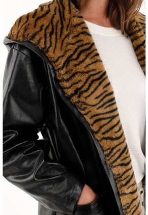 Chaqueta Parka En Sintético Negro Para Mujer