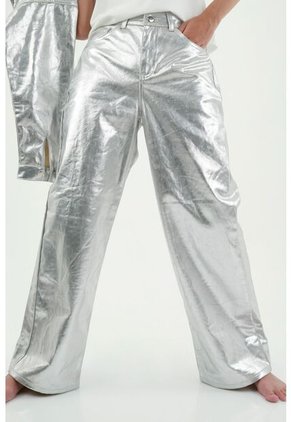 Tennis Pantalón Oversize Plateado Para Mujer