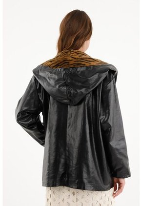 Chaqueta Parka En Sintético Negro Para Mujer
