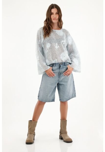 Buzo Tipo Malla Con Efecto Brillo Para Mujer