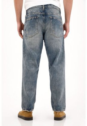 Tennis Jean Loose Con Desgastes Y Rotos Azul Para Hombre
