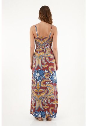 Vestido Largo Estampado De Tiras Para Mujer