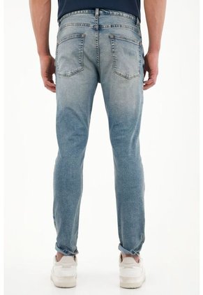 Tennis Jean Azul Super Skinny  Con Arrugas 3D Para Hombre